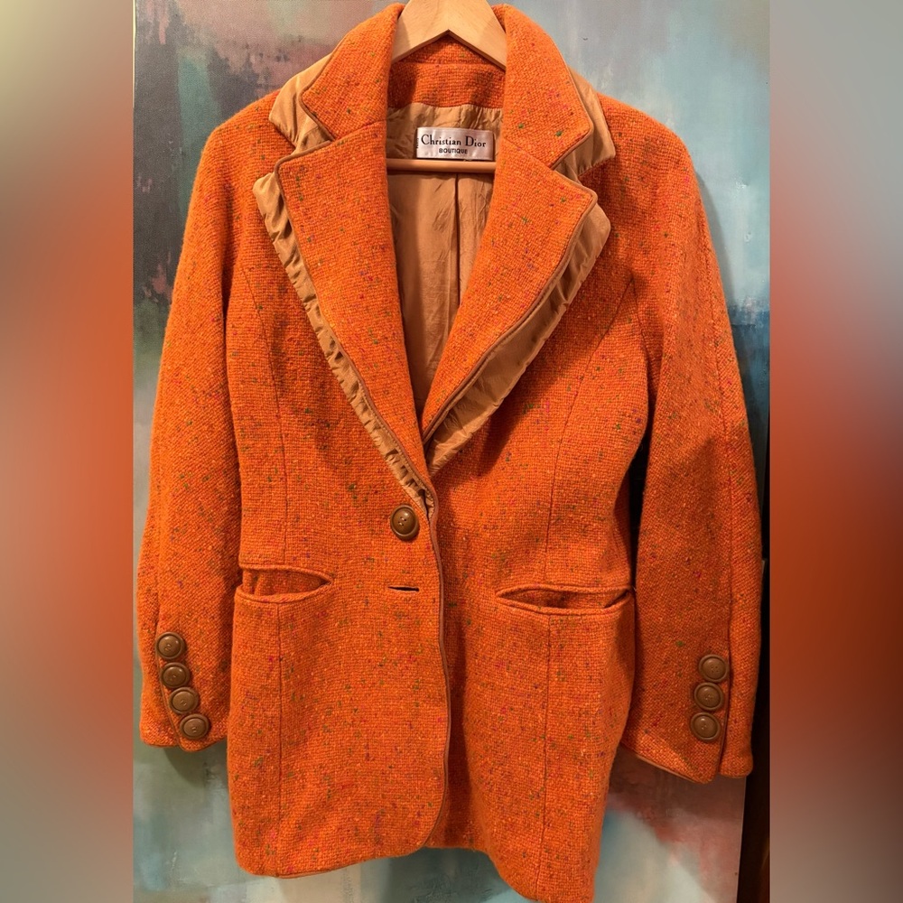 Double-collared Dior orange coat